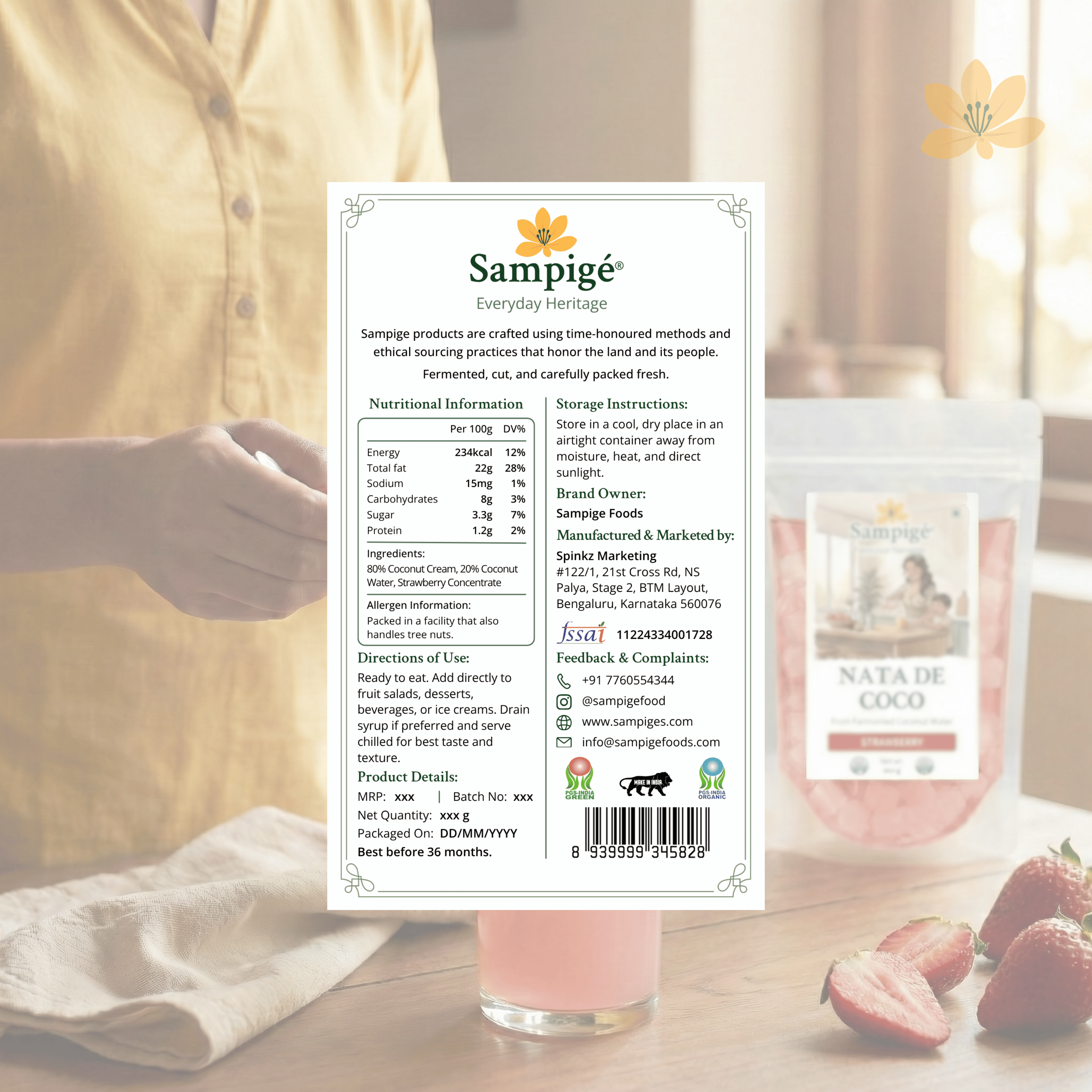 Sampige Nata De Coco - Strawberry