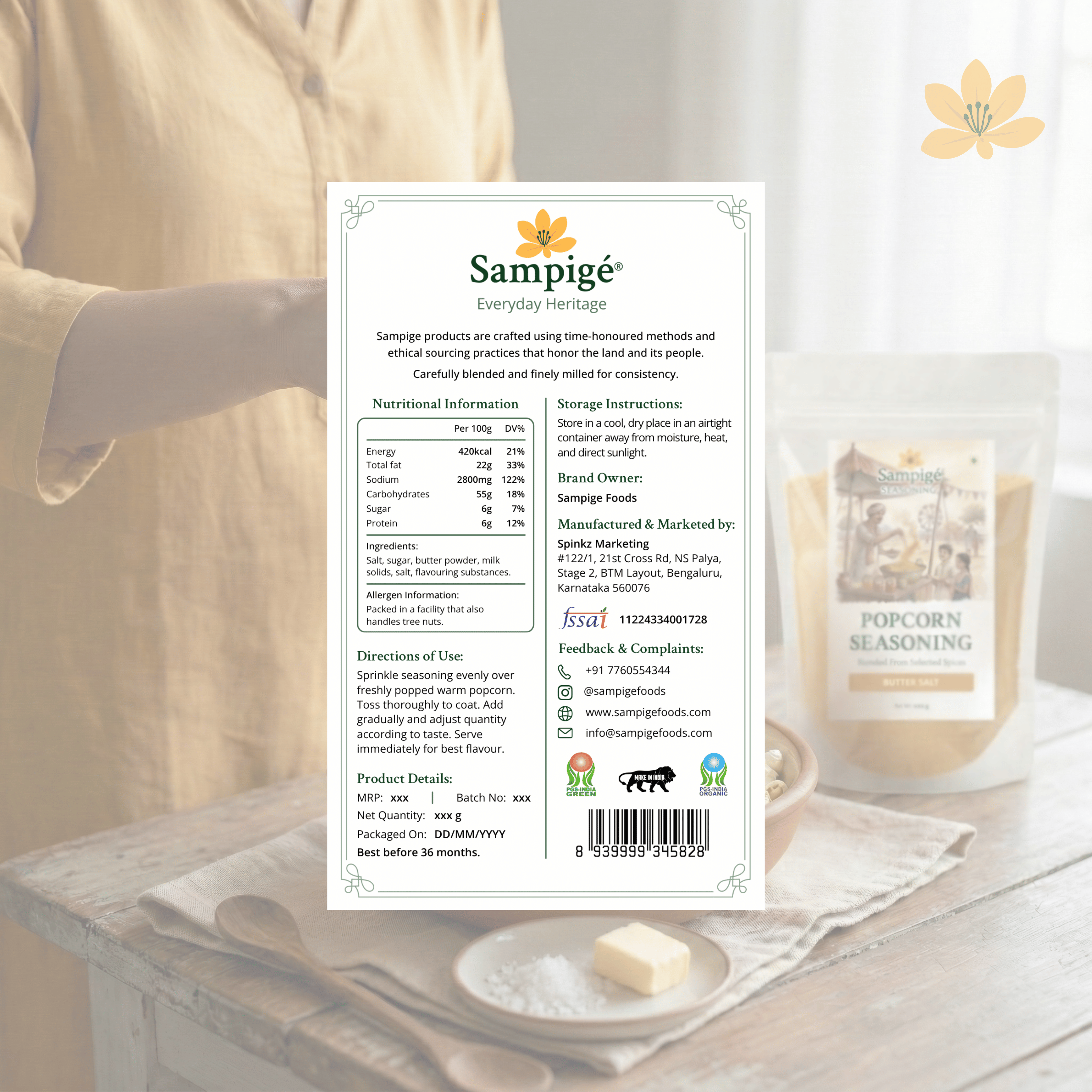 Sampige Popcorn Seasoning - Butter Salt