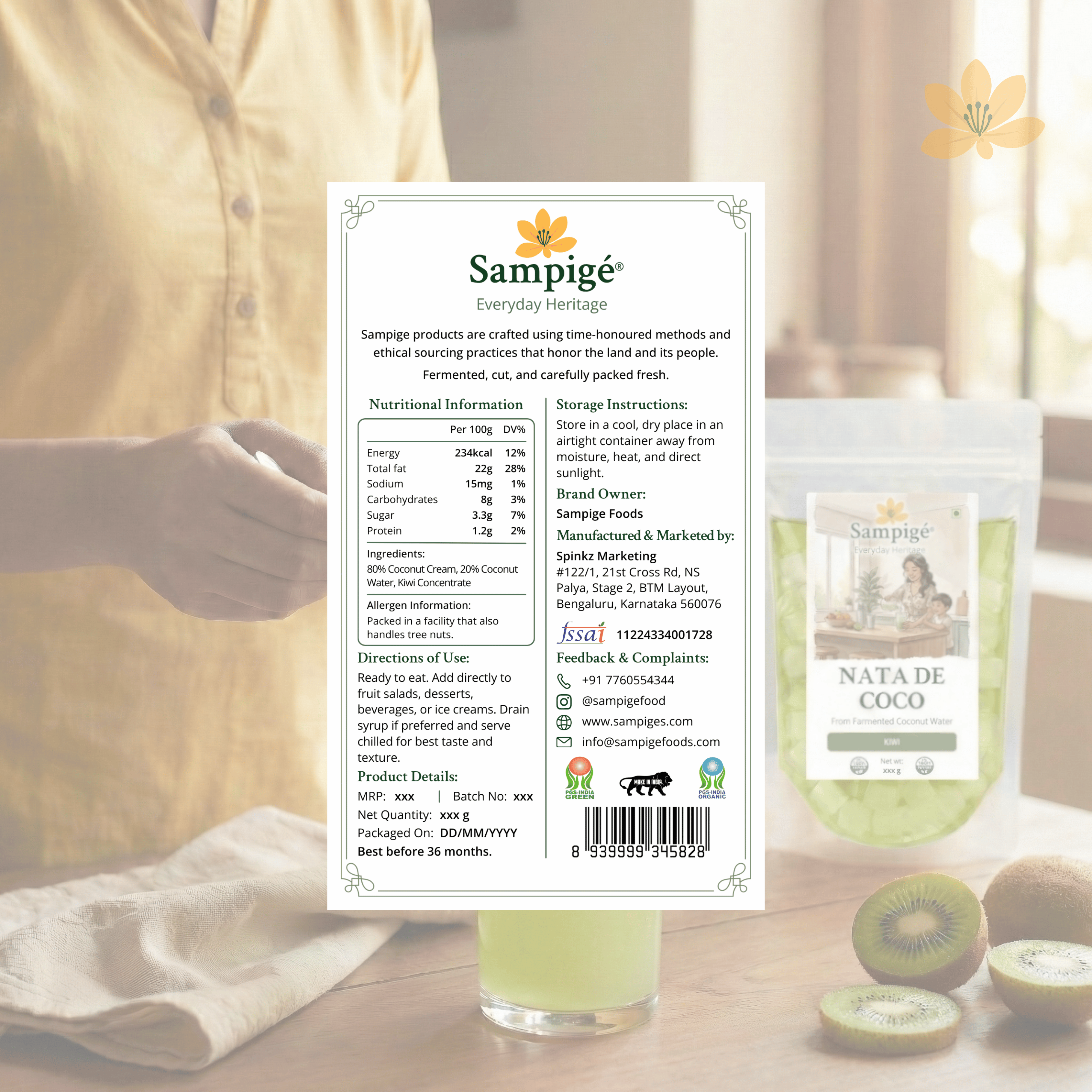 Sampige Nata De Coco - Kiwi