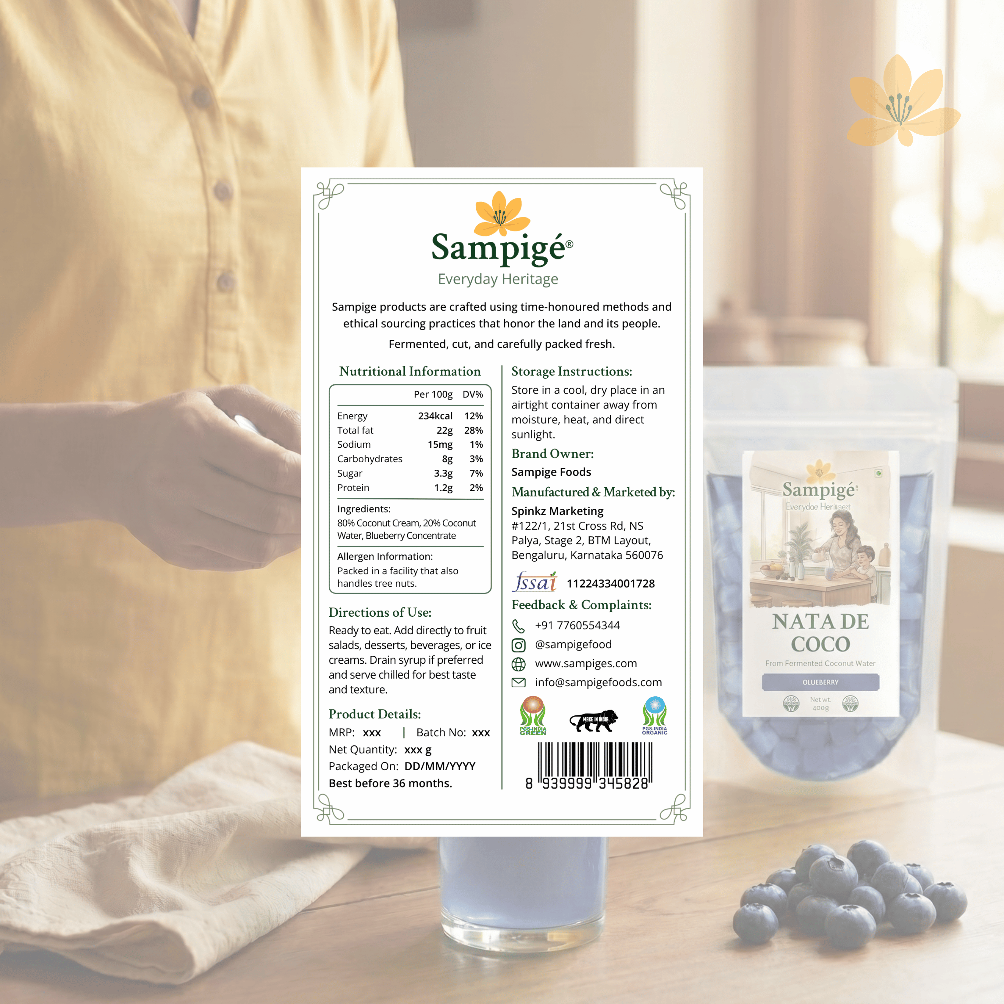Sampige Nata De Coco - Blueberry