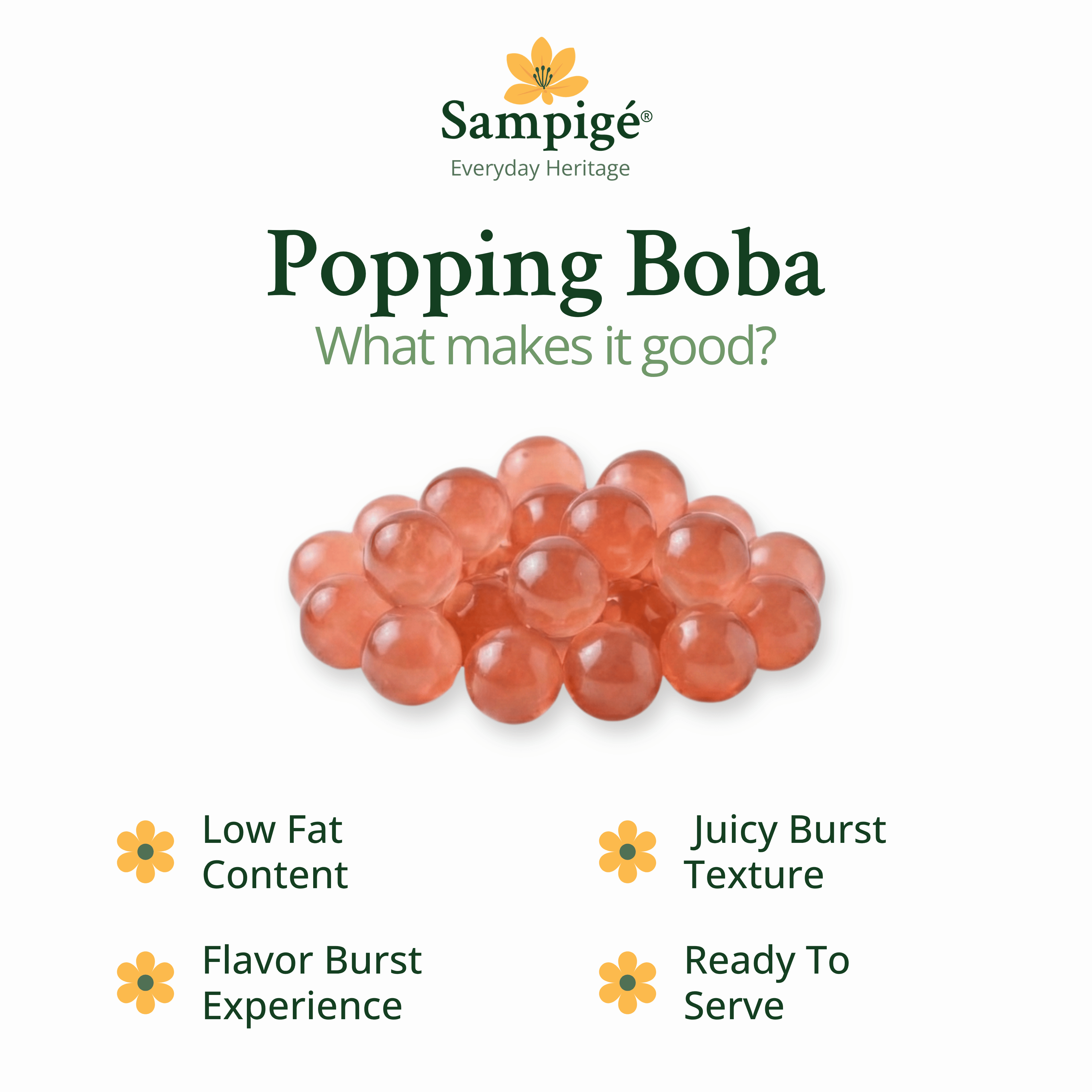 Sampige Popping Boba - Peach
