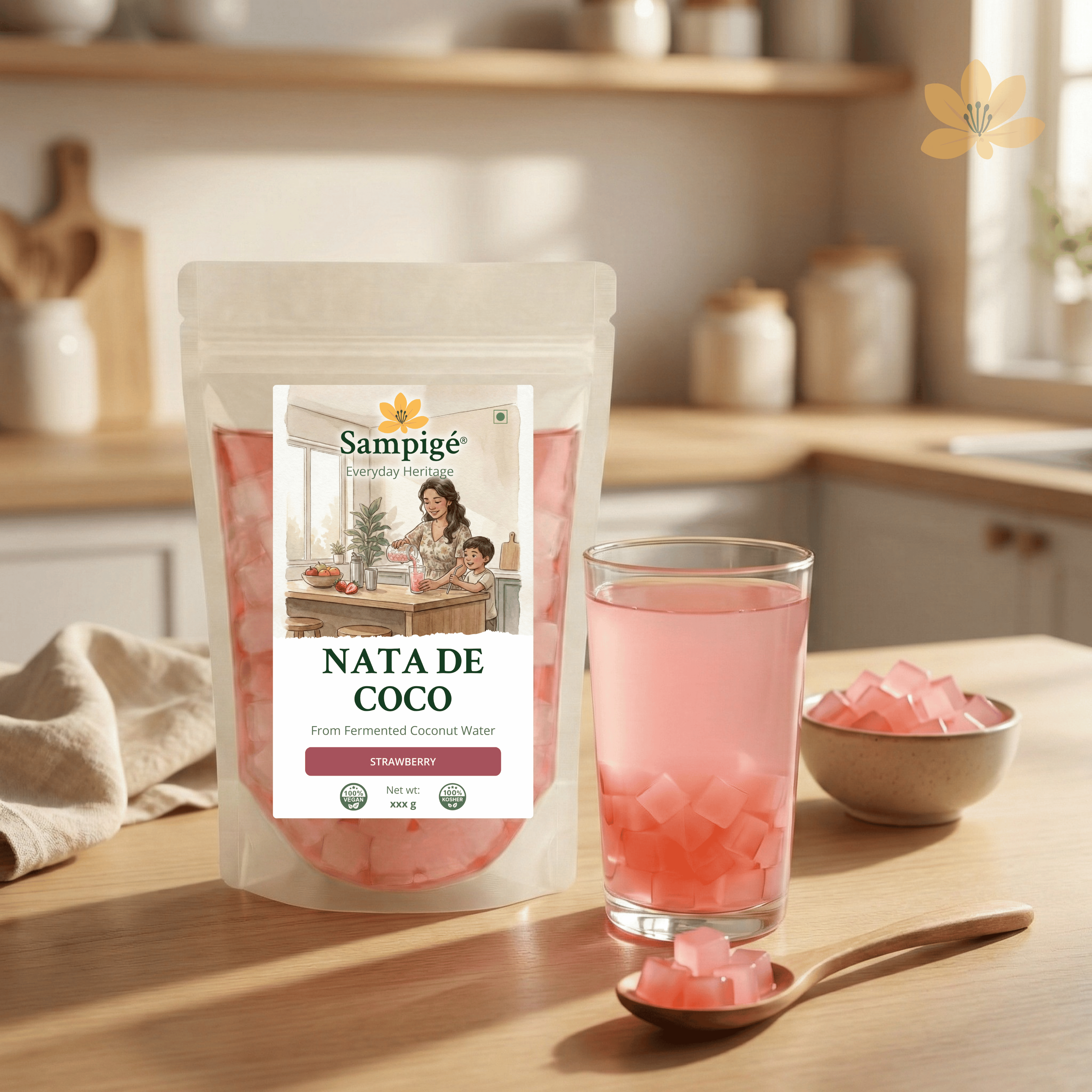 Sampige Nata De Coco - Strawberry