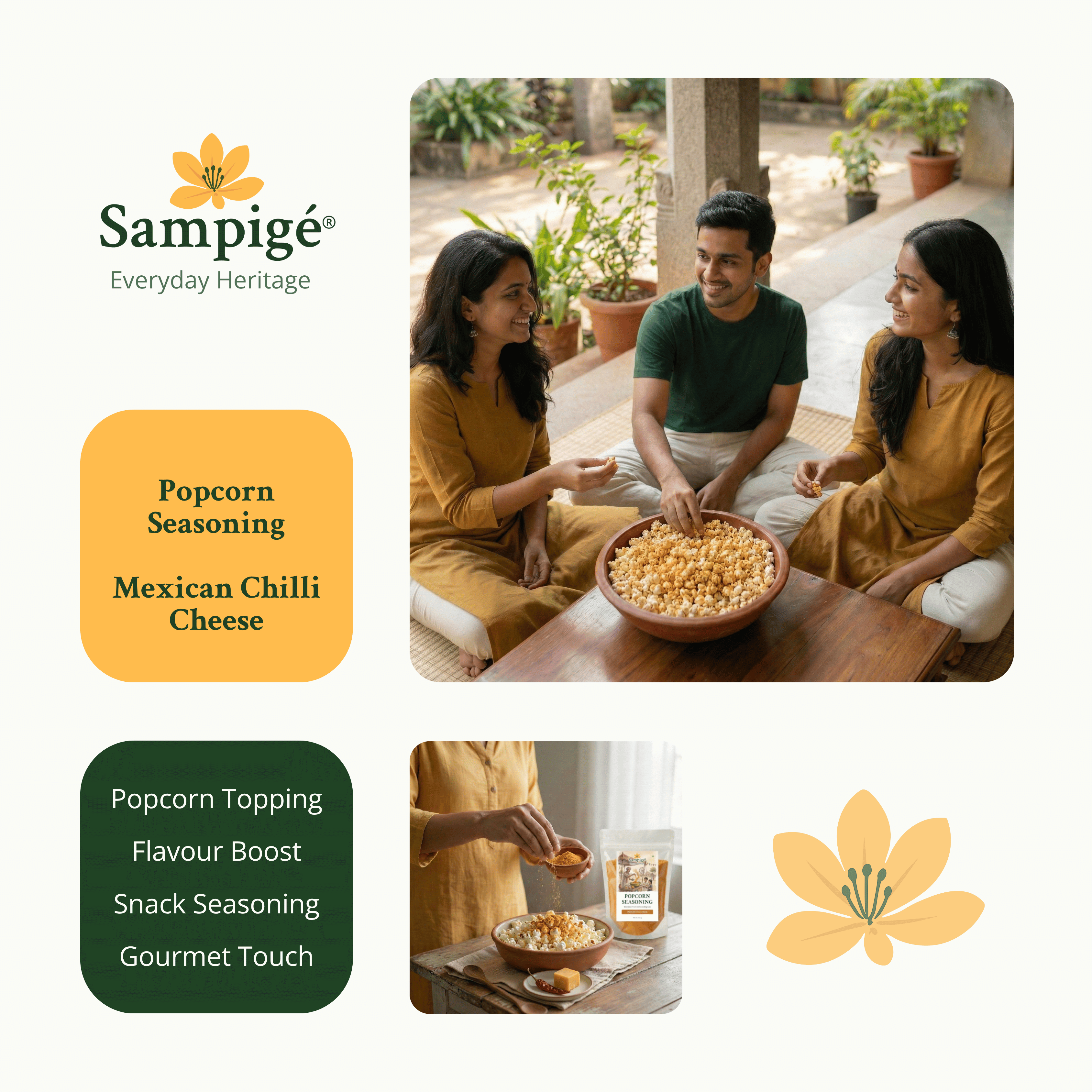 Sampige Popcorn Seasoning - Mexican Chilli Cheese