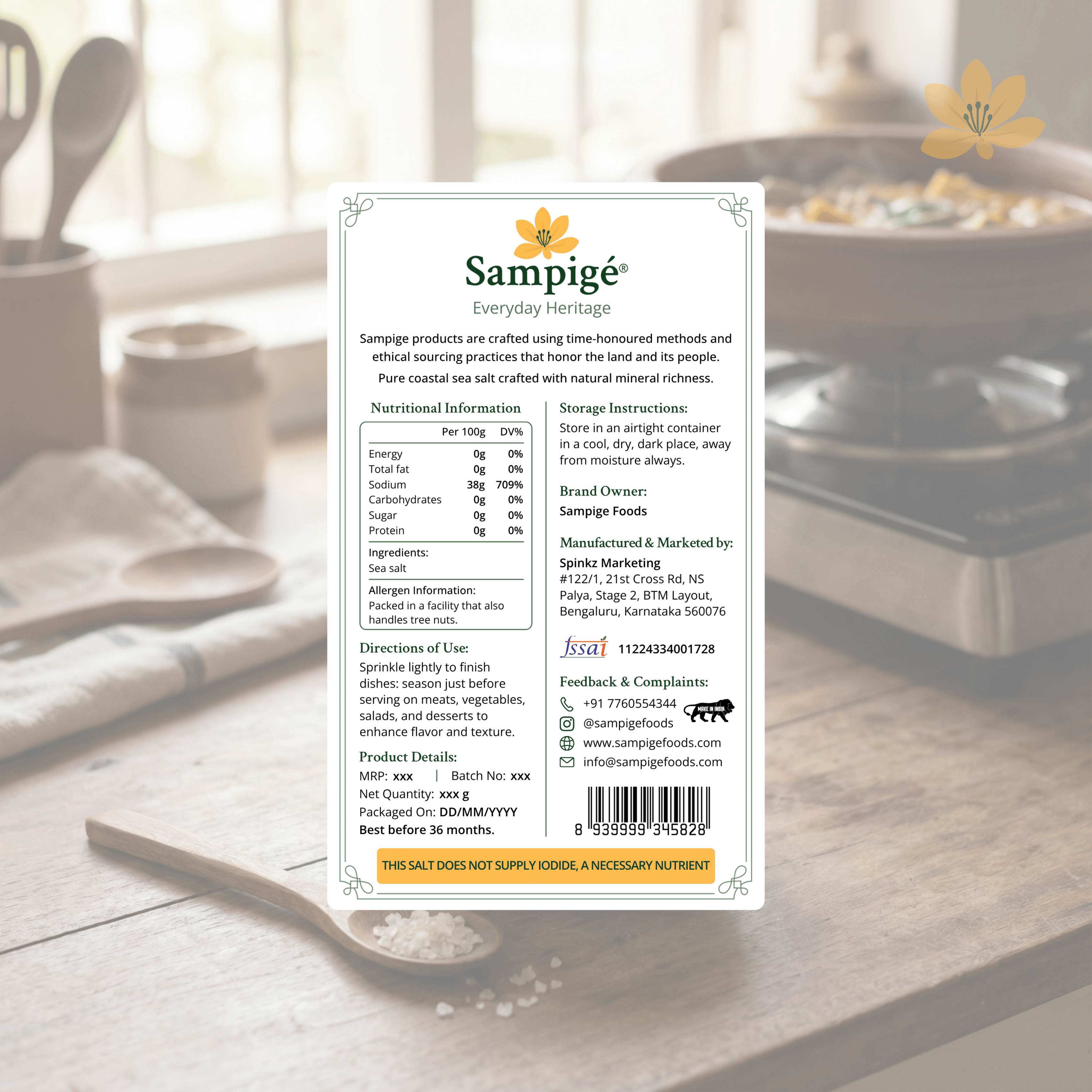 Sampige Non Iodised Premium Sea Salt