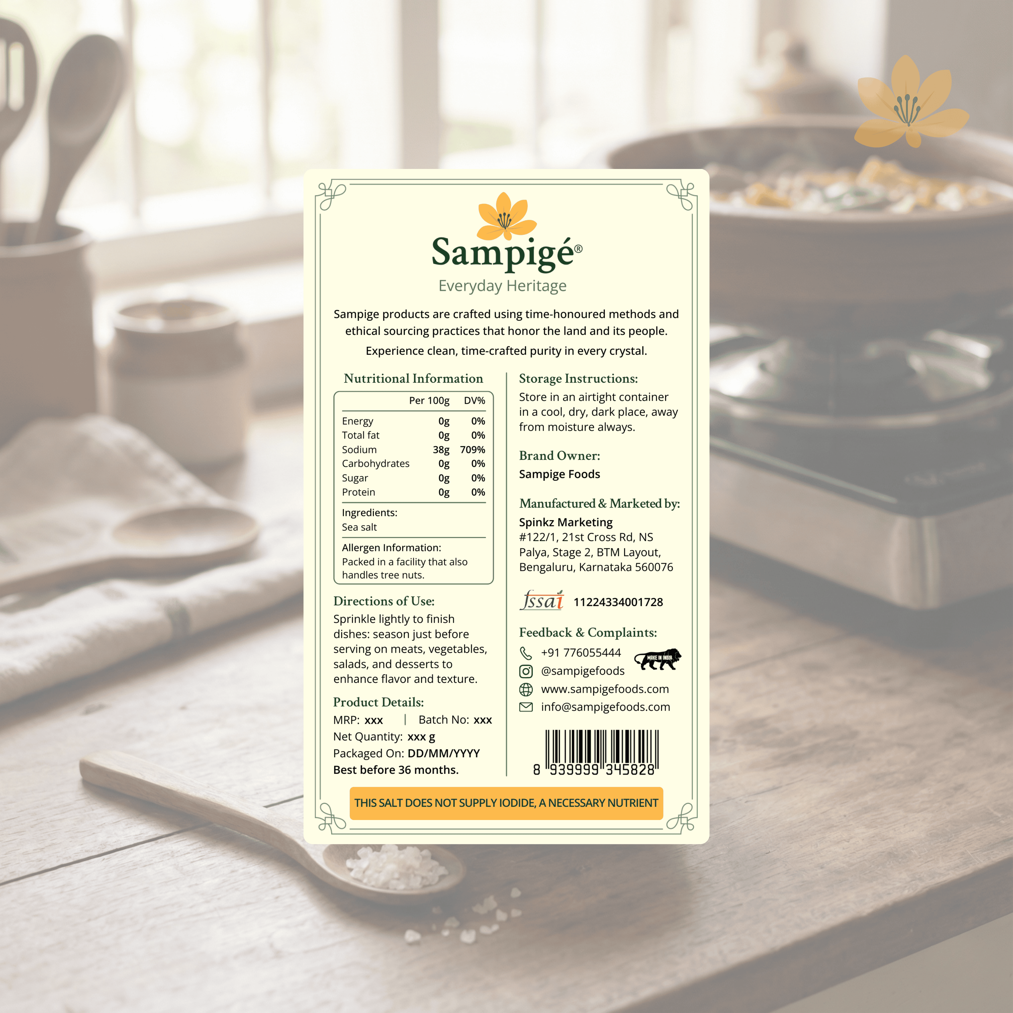 Sampige Non Iodised Unfiltered Sea Salt